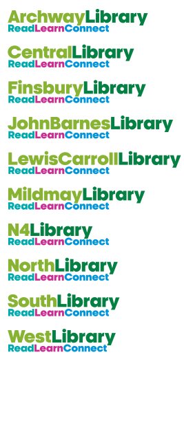 Islington Library logos x10 267w x 615h px